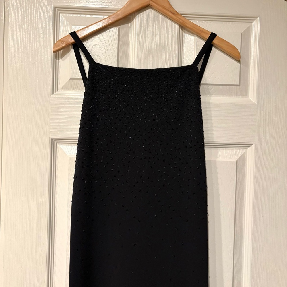 ALL THAT JAZZ Vintage Black Beaded Formal Dress Size M 90s Y2K Prom Whimsigoth